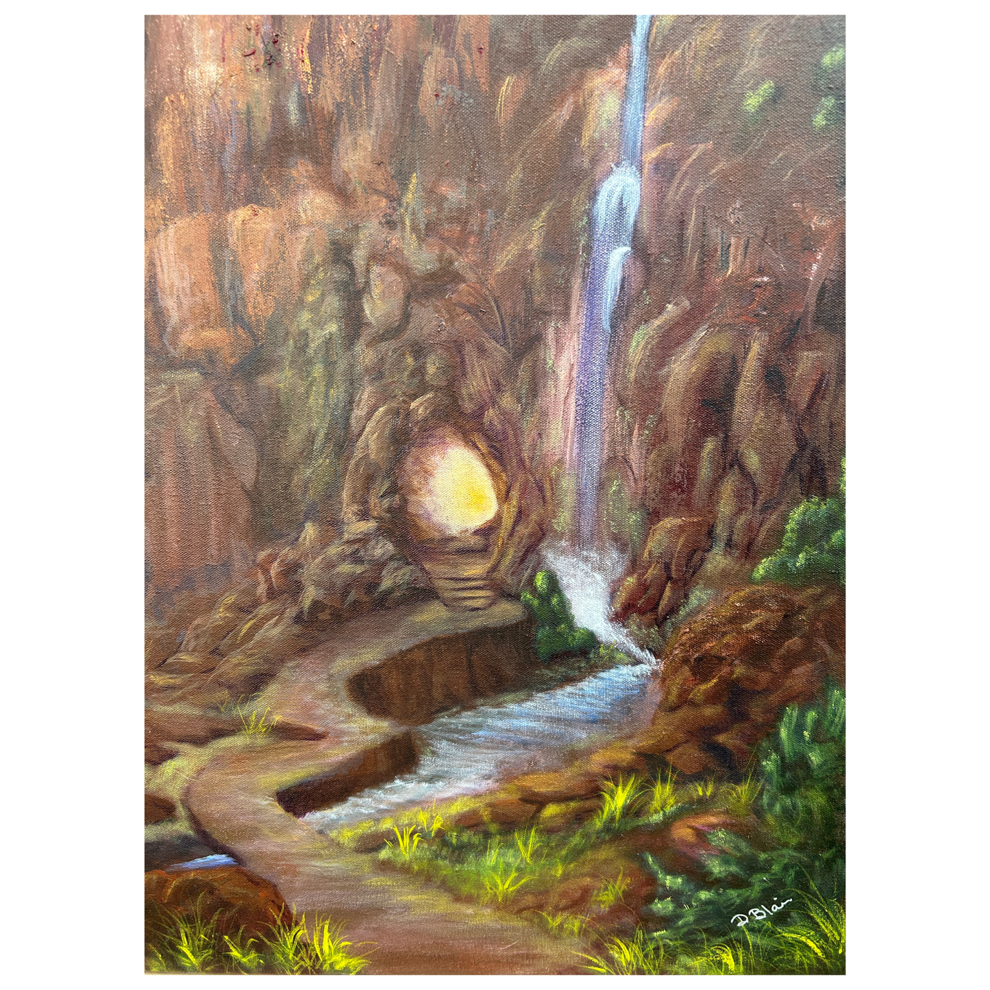 'THE CAVE OF GUIDANCE' original acrylic landscape painting