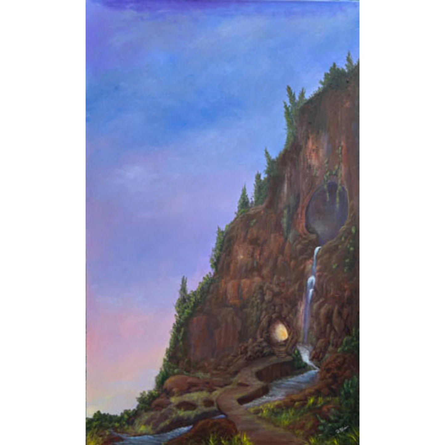 'THE CAVE OF GUIDANCE' original acrylic landscape painting