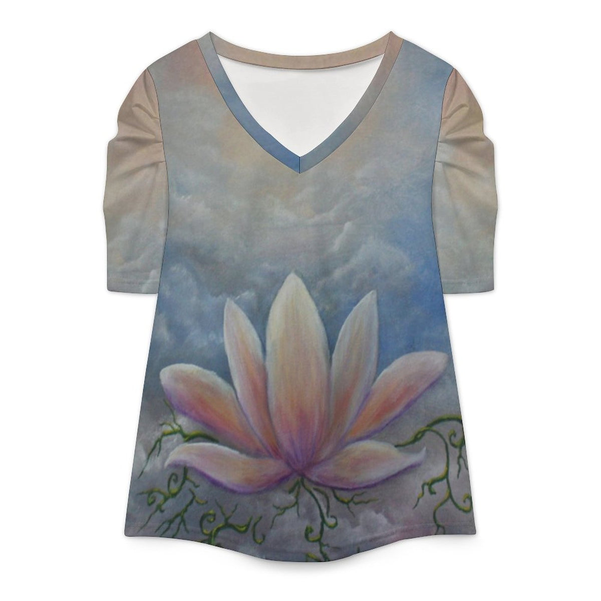 In Living Color Puff Short Sleeve Top(All-Over Printing)