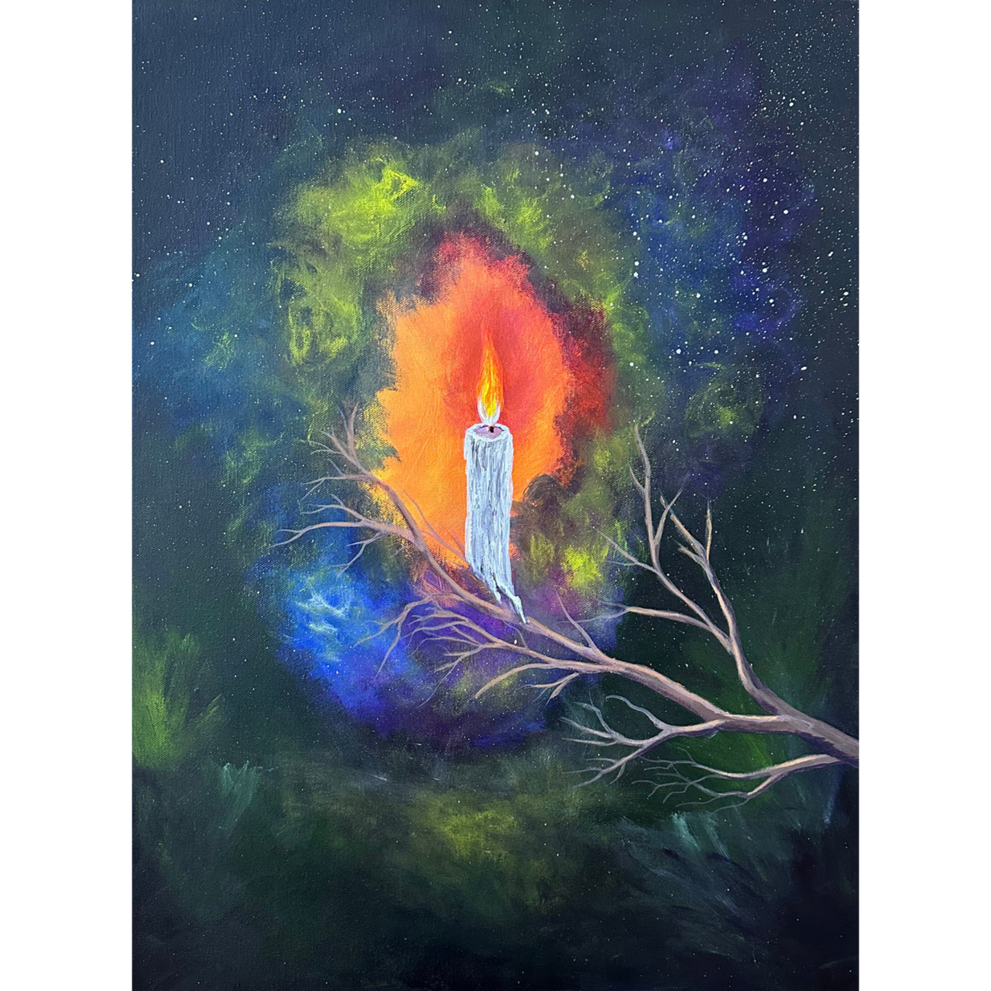 'CAN I HOLD A CANDLE TO IT' original acrylic space painting
