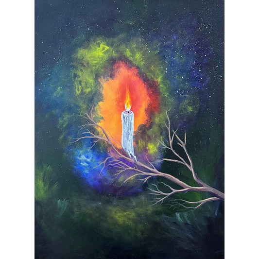 'CAN I HOLD A CANDLE TO IT' original acrylic space painting