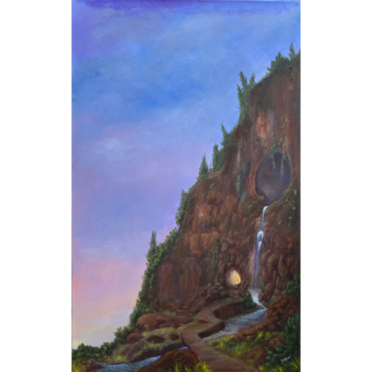 'THE CAVE OF GUIDANCE' original acrylic landscape painting