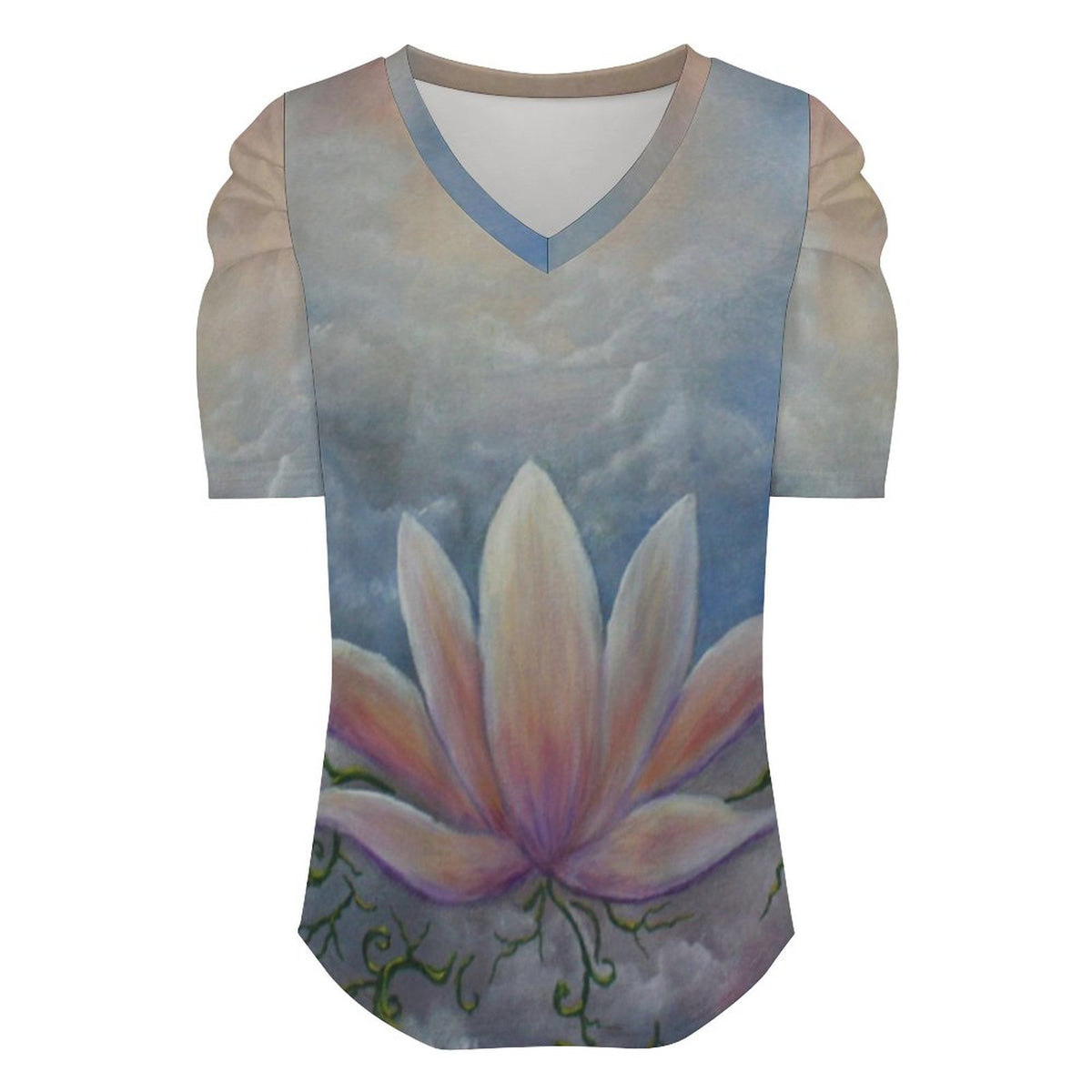 In Living Color Puff Short Sleeve Top(All-Over Printing)